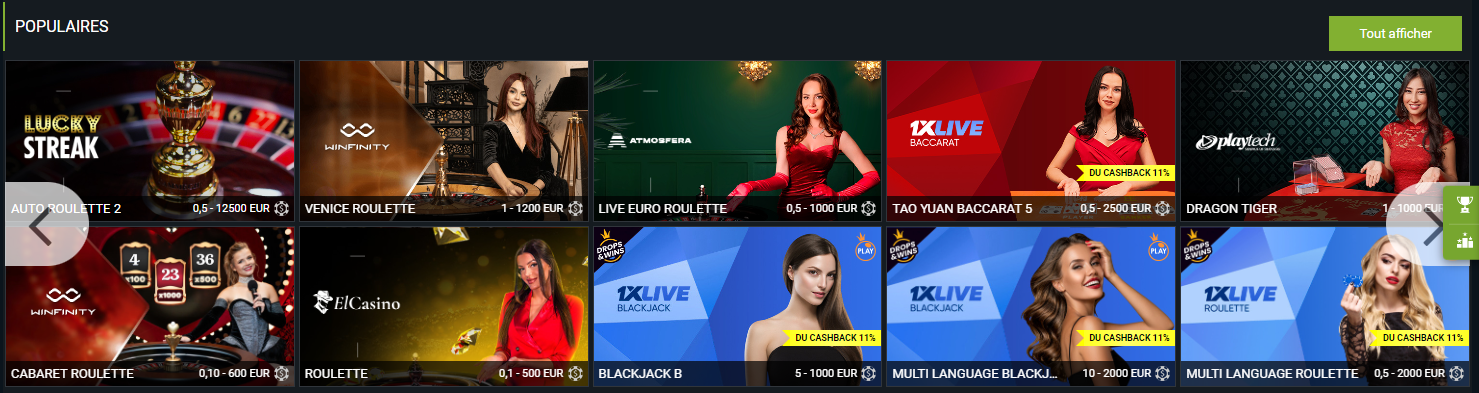 Live Casino sur 1XBet Casino XBet Casino et Croupier en Direct Jeux Gratuit en France