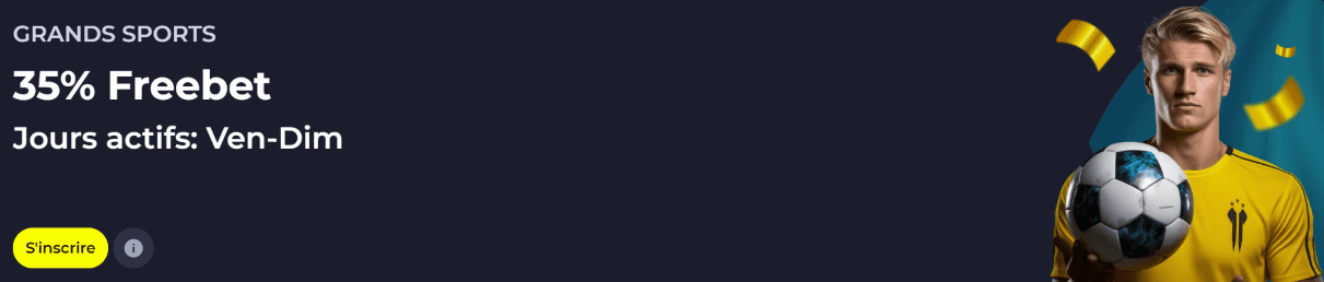 FreeBet au BDMBet Casino Casino BDM-Bet Français avec Bonus Grands Sports 35% Free Bet