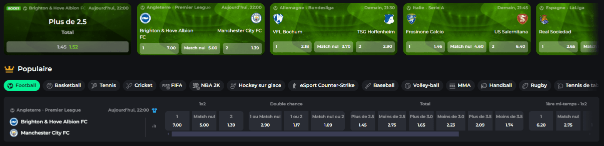 Sports Jeux au BDMBet Casino CasinoBDMBet en Ligne avec Paris sur les Sports et Retrait des Fonds