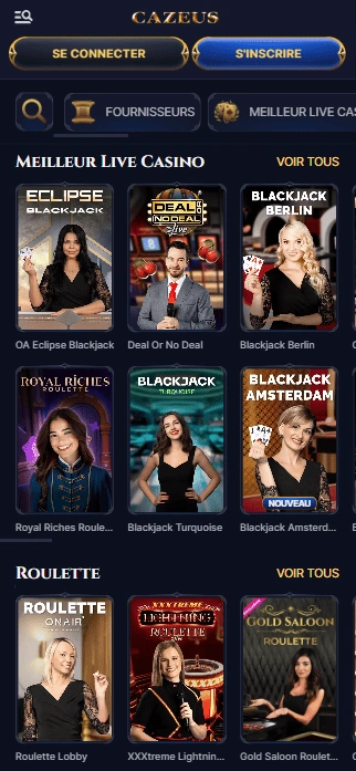 Essayer de Jouer Français CasinoCaZeus avec Jeux en Direct