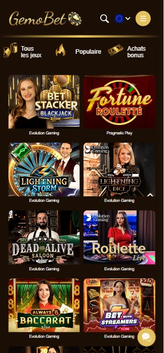 Live Casino au Casino Gemo-Bet Connexion à BetGemo et Jouer Croupier en Direct Jeux