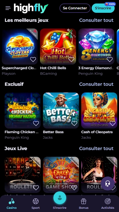 Essayer de Jouer le Plus Populaires Machines à Sous en Casino High-Fly-Bet