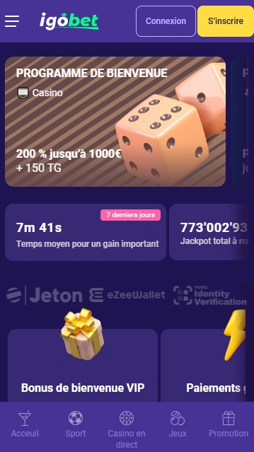 Bonus de Bienvenue en Casino Igo Bet Obtenir le Top Bonus sans Dépôt au IgoBetCasino pour Jouer