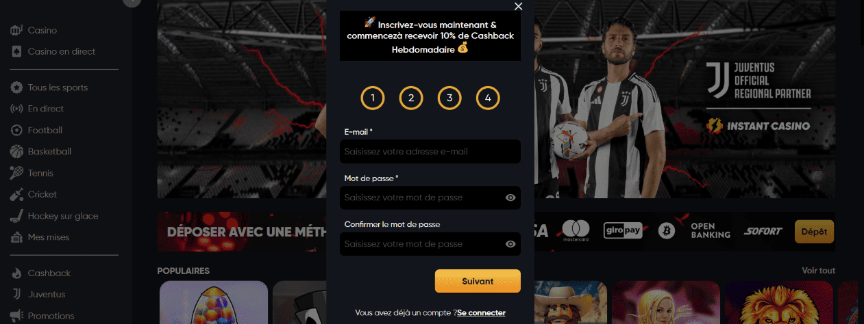 Connexion et Inscription sur Casino Instant France 2025