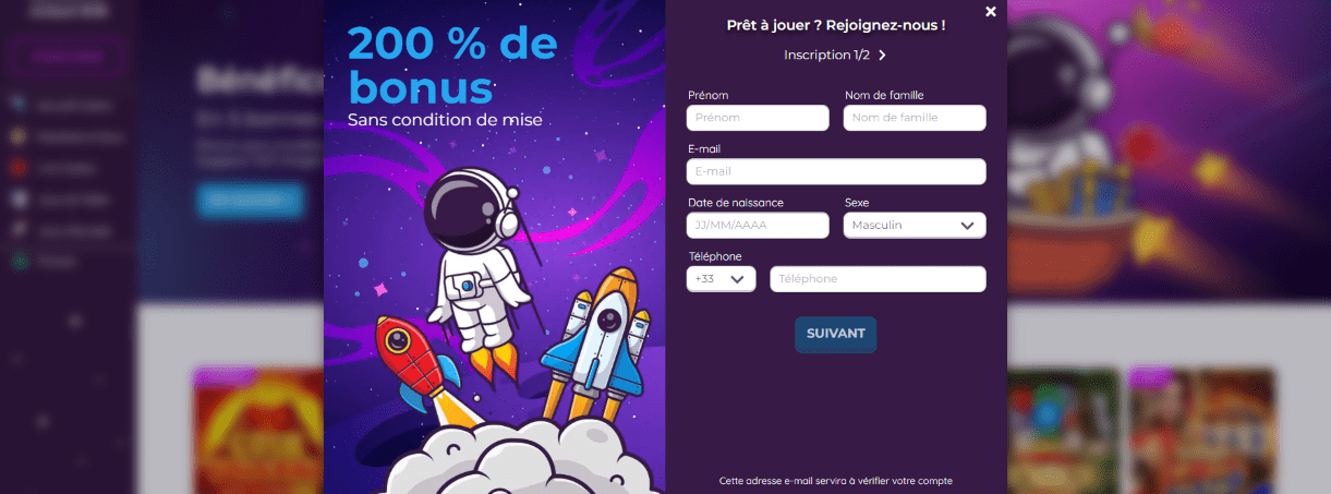 S'inscrire sur Bob-Jackpot Casino en France