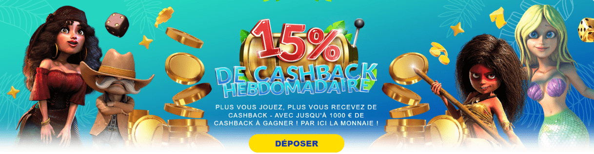 Cashback au LuckyTreasure Casino Lucky Treasure Casino Cash Back Hebdomadaire Francophone