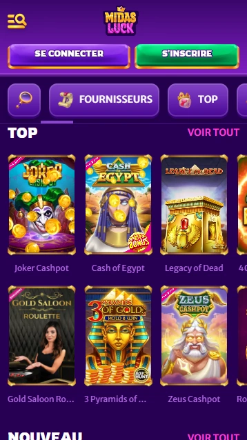 Jeux sur Casino Midas Luck Essayer de Jouer de Top Jeux en Casino Luck Midas pour Gagnants
