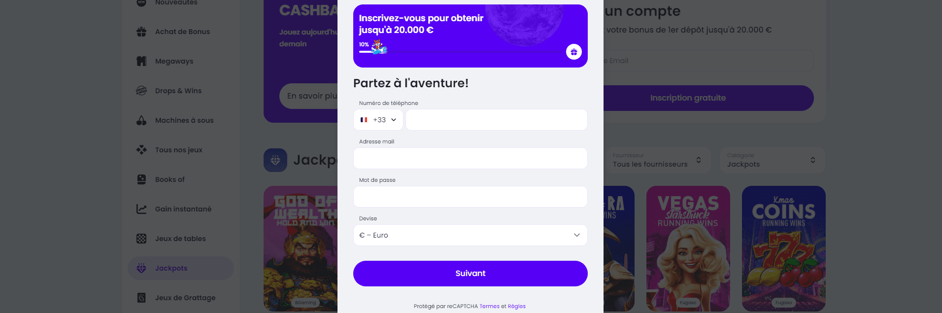 S'inscrire dans un Slott Casino Enregistrer un Nouvel Joueur au Casino-Slott Francophone