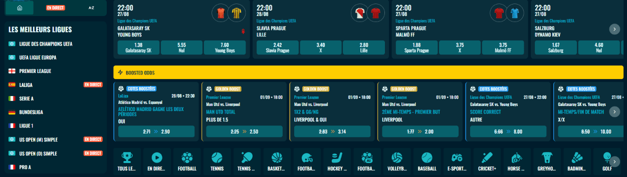 Paris Sportifs sur Spinanga Casino Spinanga avec Parier Sportifs Pour les Joueurs Français