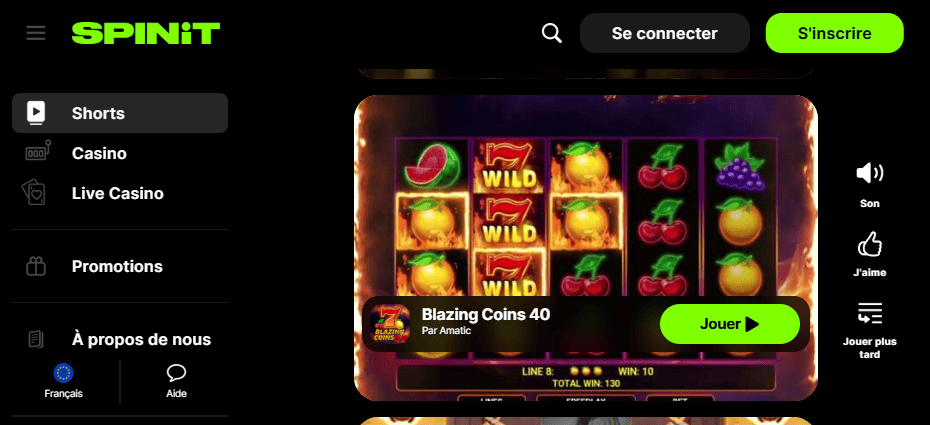 Mobile APP (APK) Pour les Joueurs Français en Spinit