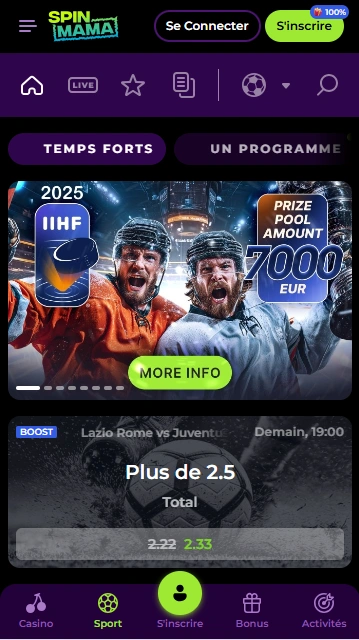 Fiable Sport Bookmaker MamaSpin Casino pour les Joueurs Français