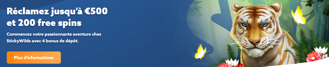 Tours gratuits pour le Casino Bonus StickyWilds - 50 tours sur une machine à sous