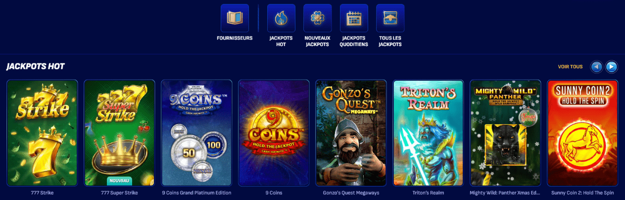 Excellent Jeux avec Jackpot sur Wonaco FR