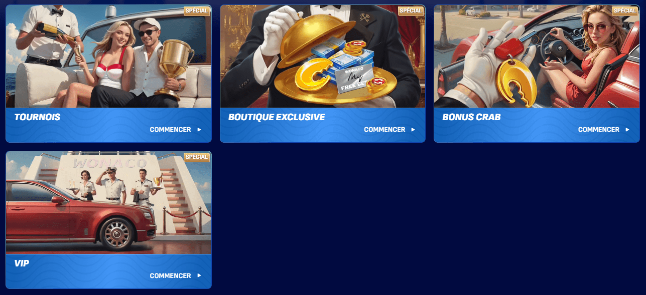 Top Autres Bonuses au WonacoCasino Site Officiel